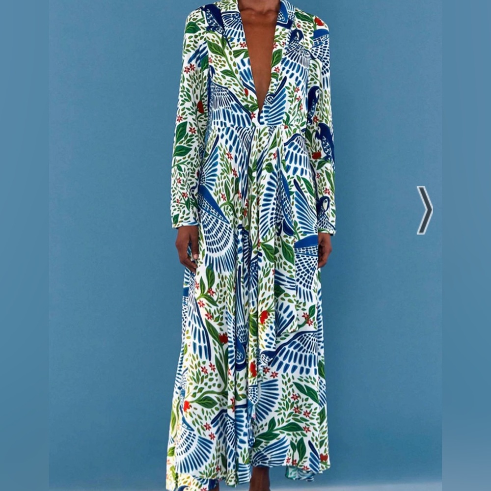 Farm Rio Blue Macaw Maxi Dress